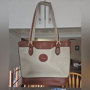 Dooney and Bourke Cream and Brown Shoulder Bag